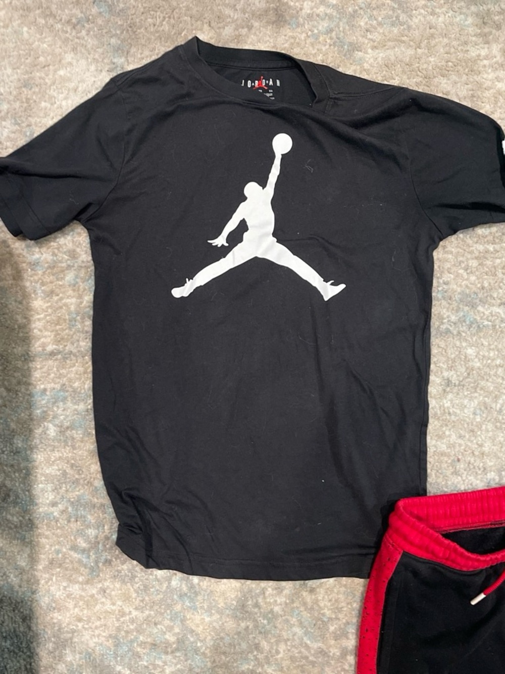 Jordan Black Short-Sleeve Tee with White Jumpman